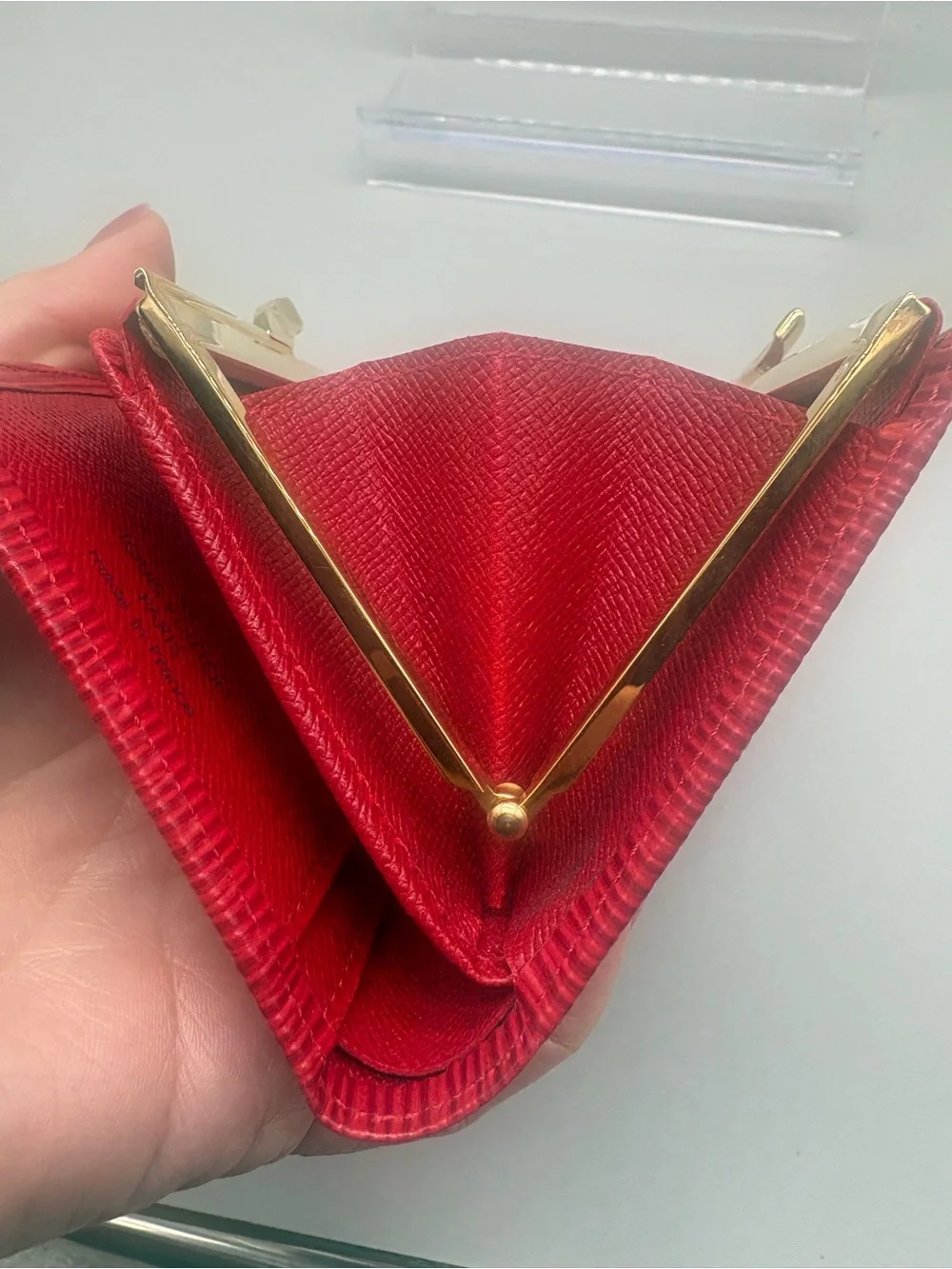 Louis Vuitton Red Epi Leather Viennois Kiss Lock Bifold Wallet